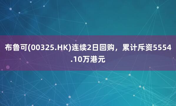 布鲁可(00325.HK)连续2日回购，累计斥资5554.10万港元